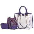 Load image into Gallery viewer, (purple)Diva PVC Tote Bag with Tweed Bucket Bag by Mia K. - BagNook
