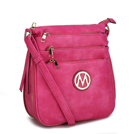 (fuchsia)Salome Multi Compartment Crossbody by Mia K - BagNook
