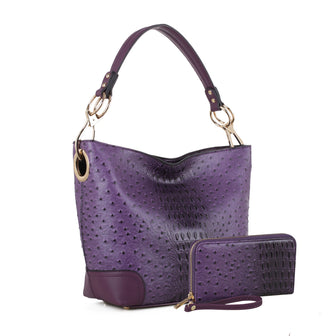 (violet)Wandy Soft Vegan Leather Hobo & Wallet Set by Mia K - BagNook