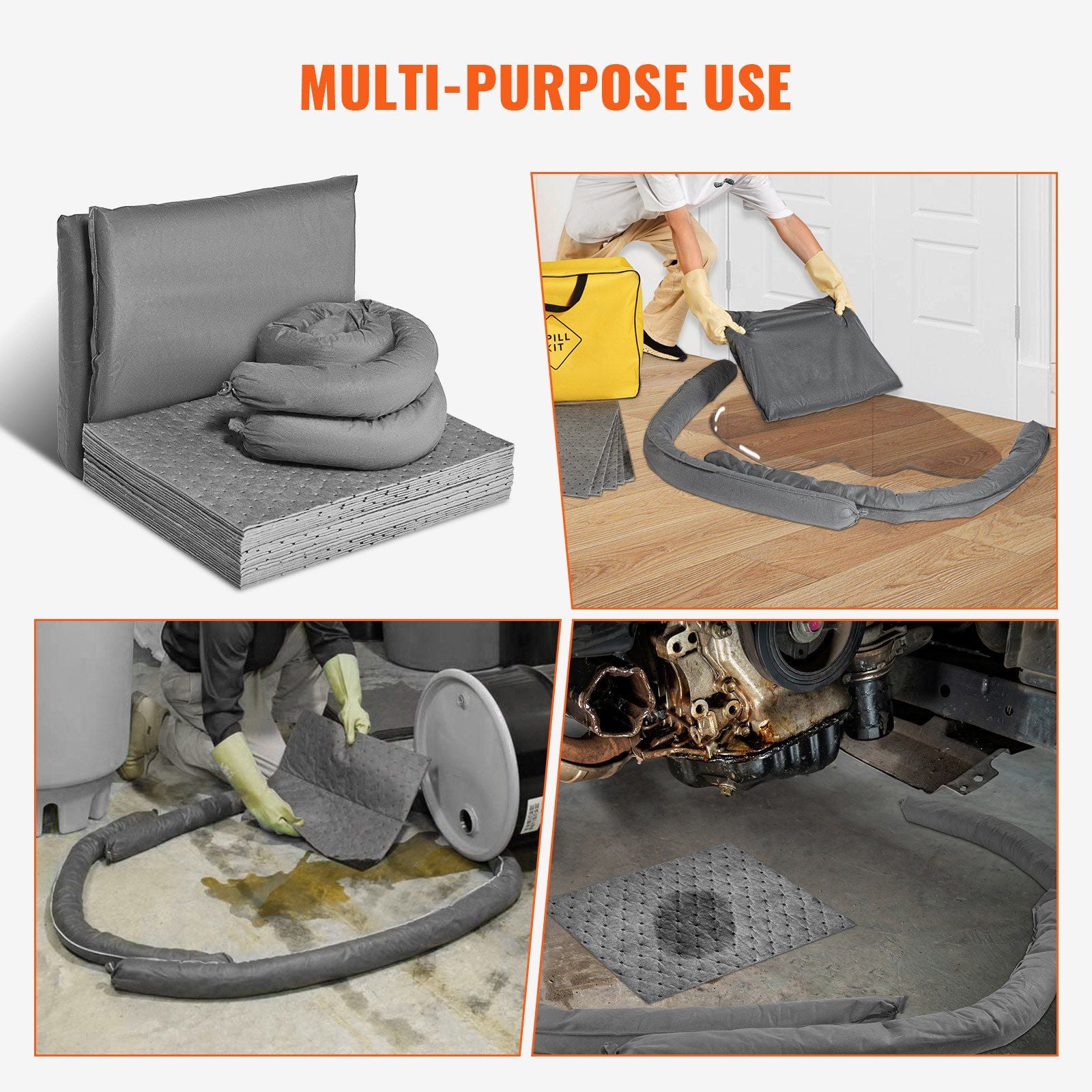VEVOR Portable & Universal Spill Kit, Spill Control Supplies Absorbent Kit - 43pc - BagNook