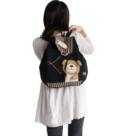 Bear & Fish 100% Cotton Fabric Art School Backpack - BagNook