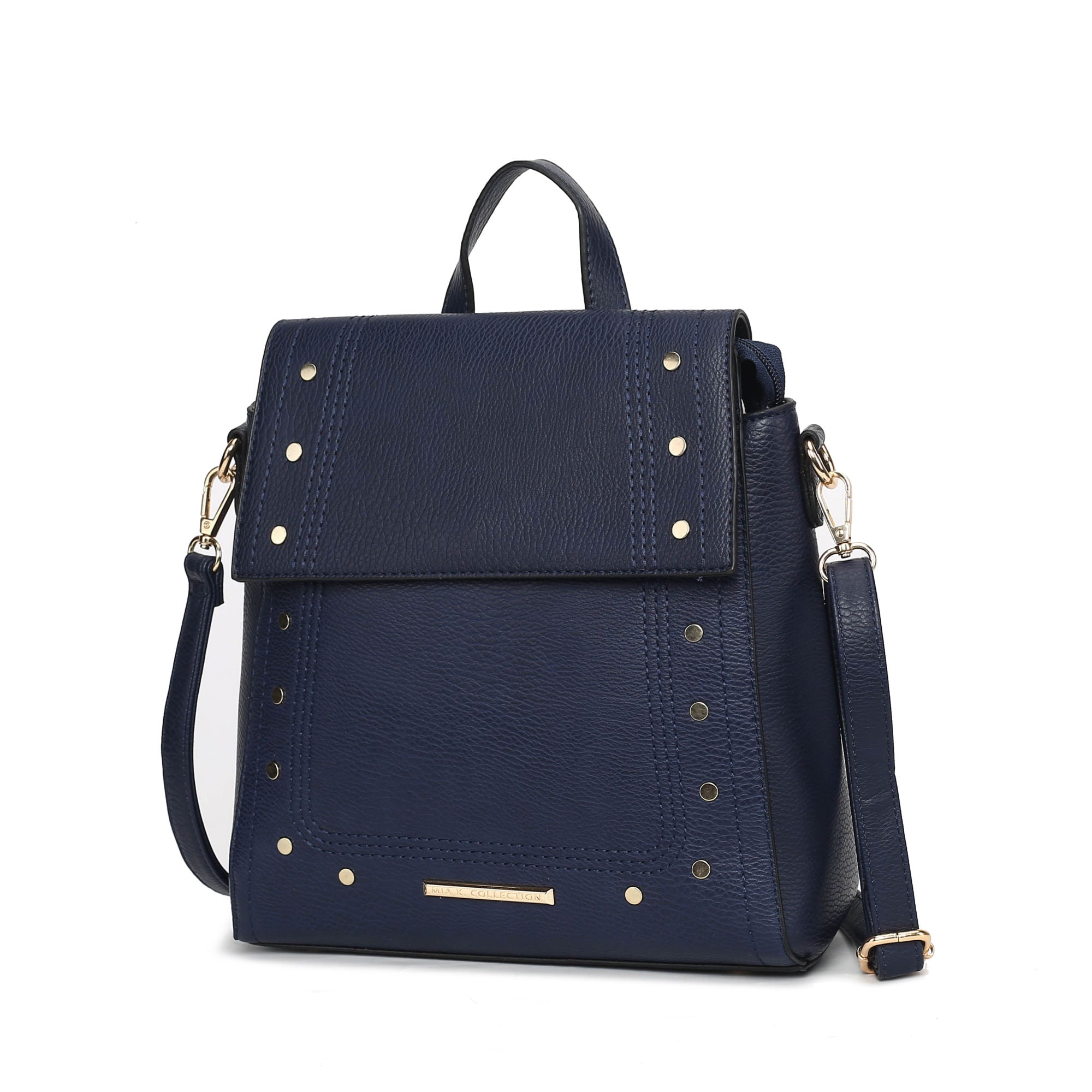 (navy)Elke Vegan Leather Backpack by Mia K - BagNook