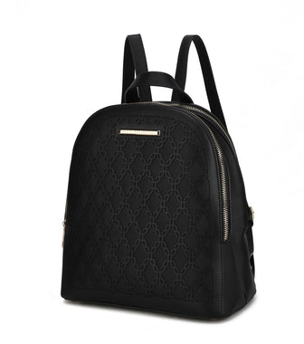(black)Sloane Vegan Leather Multi-Compartment Backpack by Mia K - BagNook