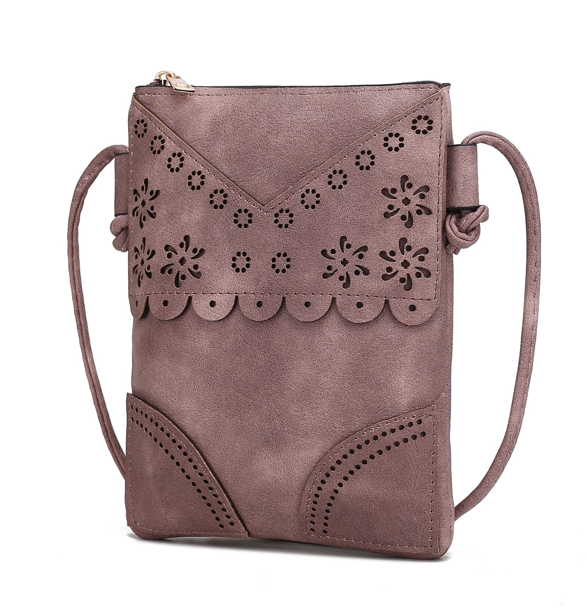 (rose)Amentia Crossbody Vegan Leather Bag by Mia K - BagNook