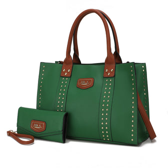 (green)Davina Tote Set w/wallet her Crossover Womens Purse by Mia K - BagNook
