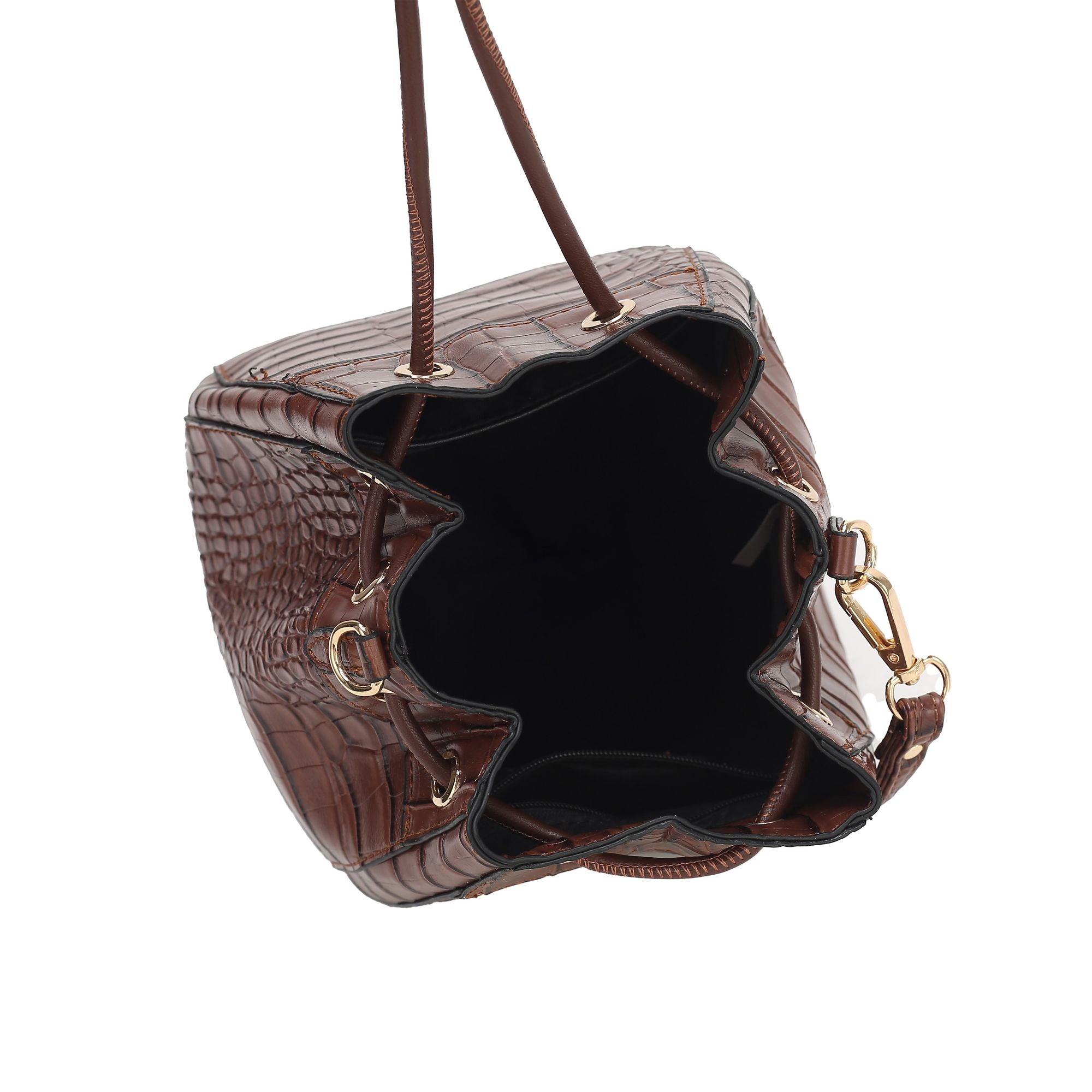 (coffee)Cassidy Crocodile Embossed Women's Shoulder Bag by Mia k - BagNook