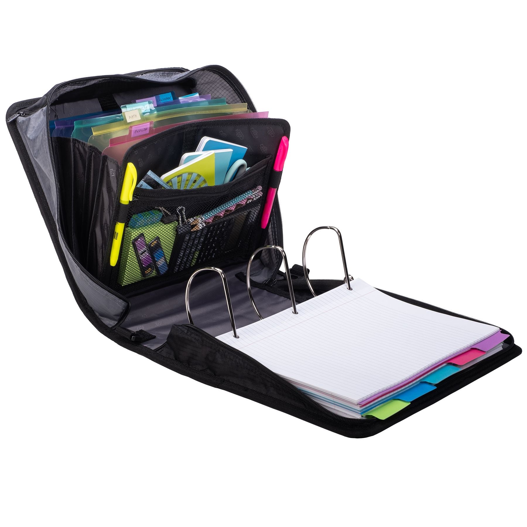(jet black)The King-Sized Zip Tab -4 Inch Binder w/Removeable file folder - BagNook