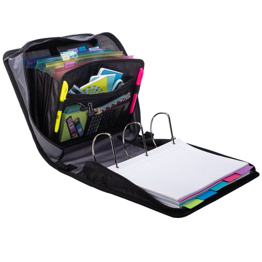 (jet black)The King-Sized Zip Tab -4 Inch Binder w/Removeable file folder - BagNook