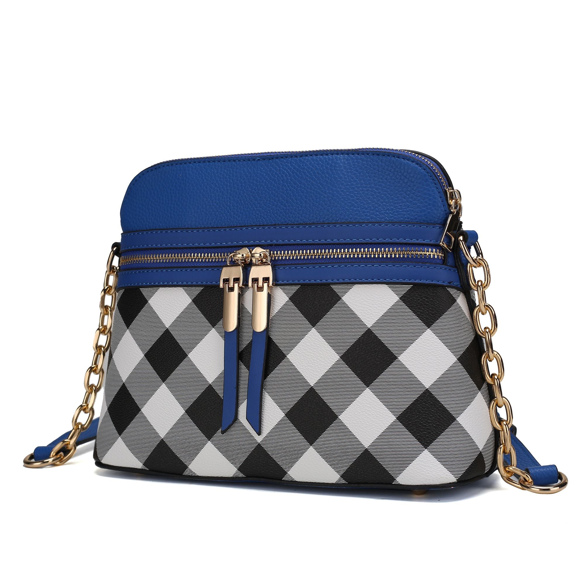 (royal blue)Suki Checkered Crossbody Handbag by Mia K - BagNook