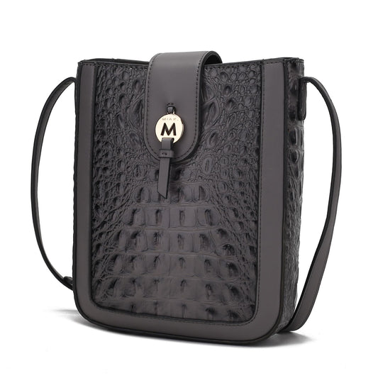(charcoal)Molly Crossbody Phone Bag w/Snap Closure by Mia K - BagNook