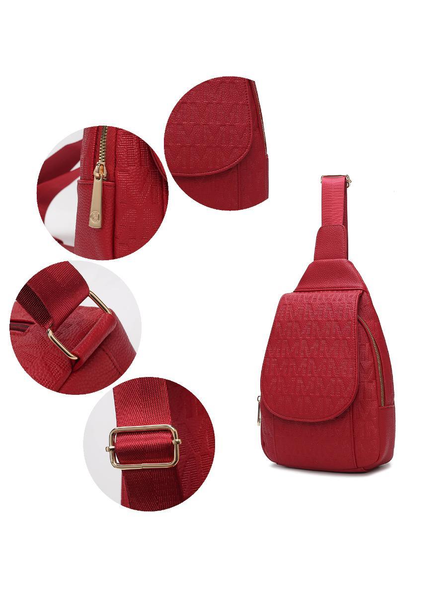 (red)Cleisy M Embossed Women Sling Bag by MKF - BagNook