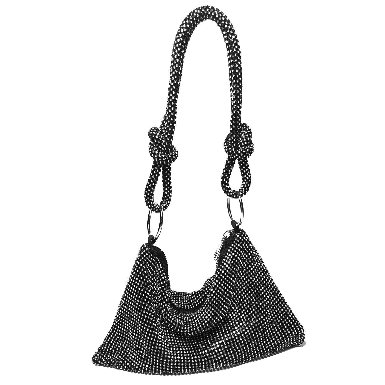 (black)Glittery Rhinestone Evening Bag - BagNook