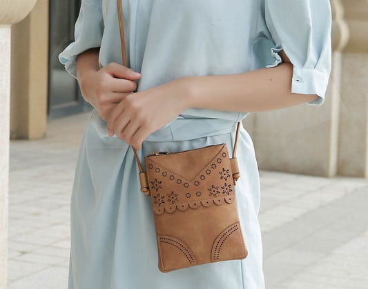 (beige)Amentia Crossbody Vegan Leather Bag by Mia K - BagNook