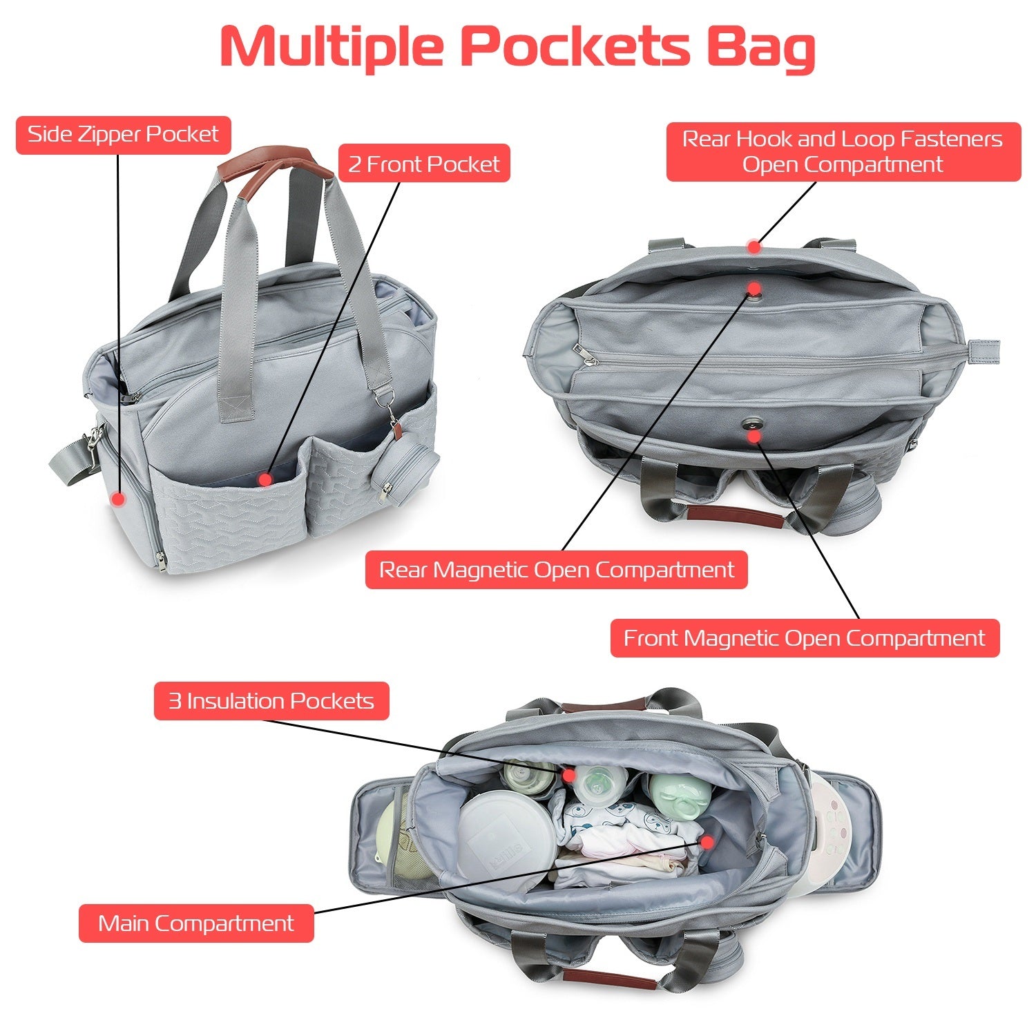 (lightblue)Breast Pump Diaper Tote Bag - BagNook