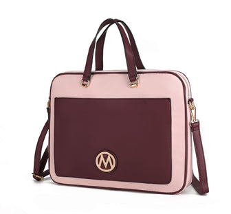 (burgundy)Nina Women's Vegan Leather Laptop Case by Mia K - BagNook