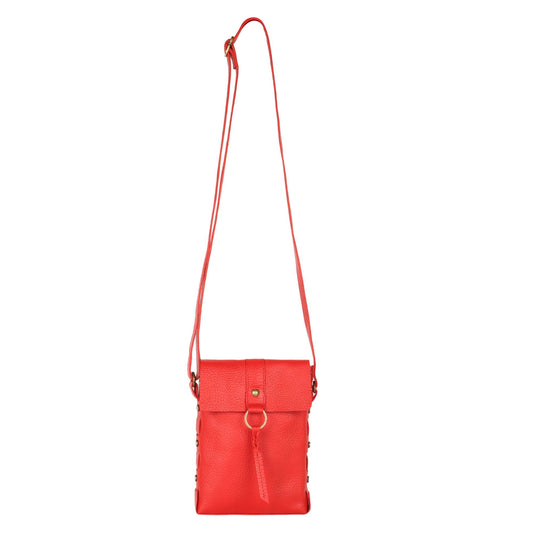 Jane Long Crossbody w/ top flap & tassel - Vibrant Red - BagNook