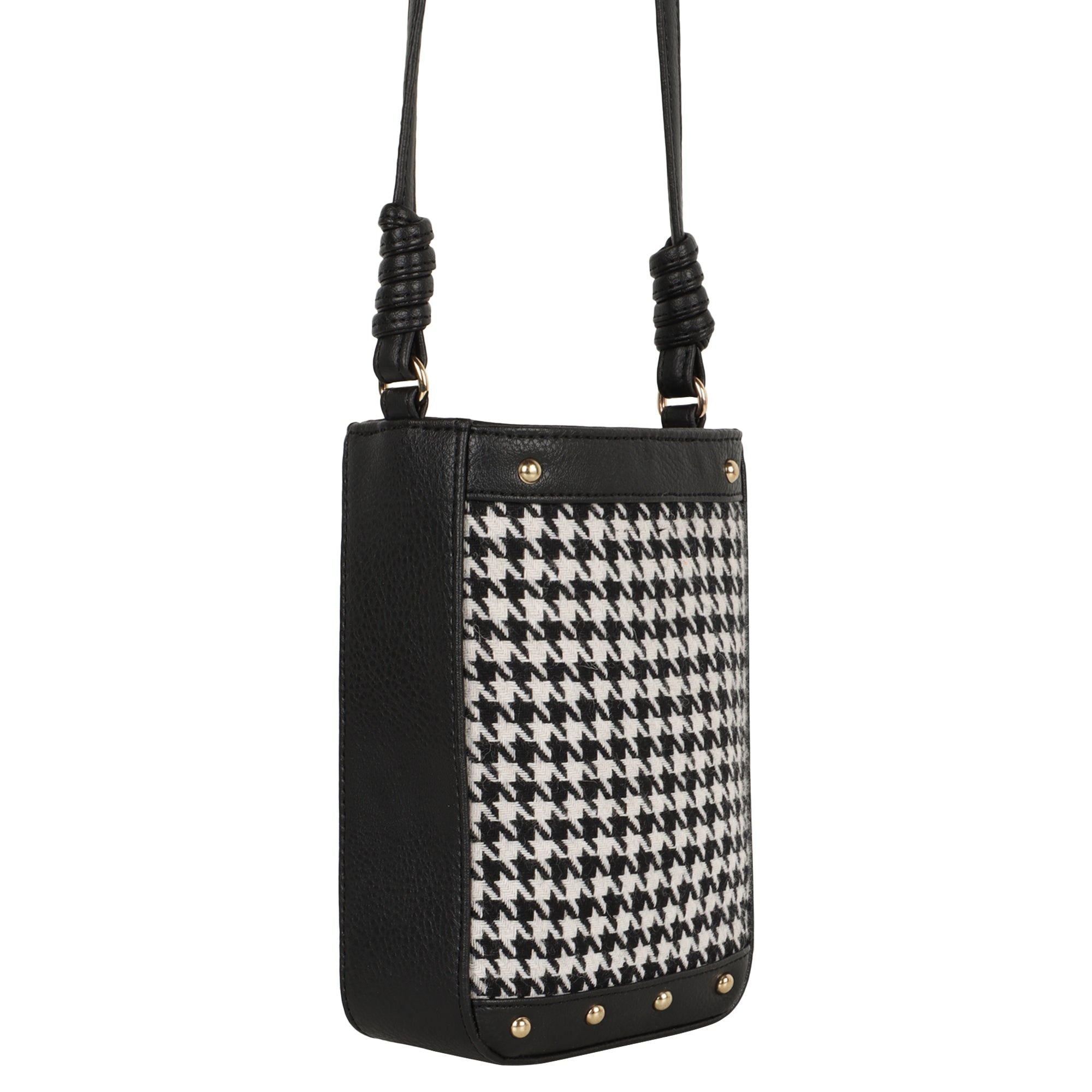 Millie Houndstooth Print Bucket Bag - Upcycled - BagNook