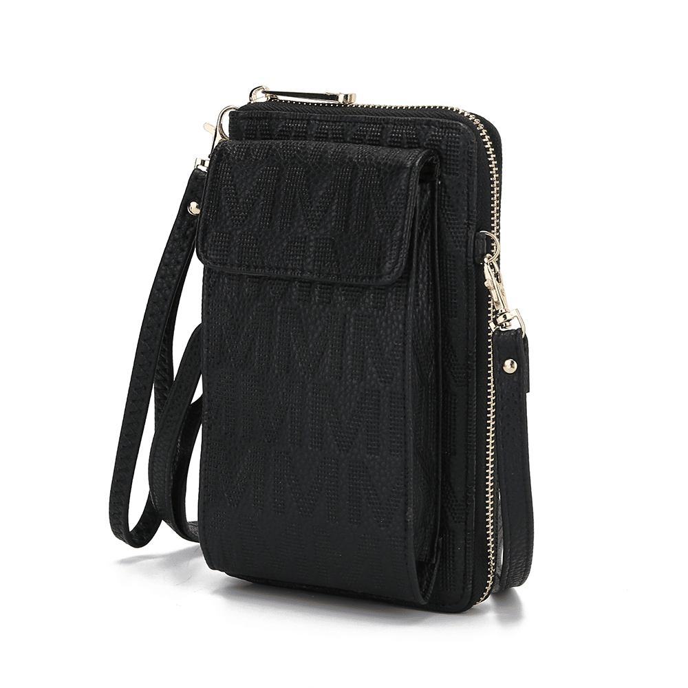 (black)Caddy Vegan Leather Phone Wallet Crossbody by Mia k - BagNook