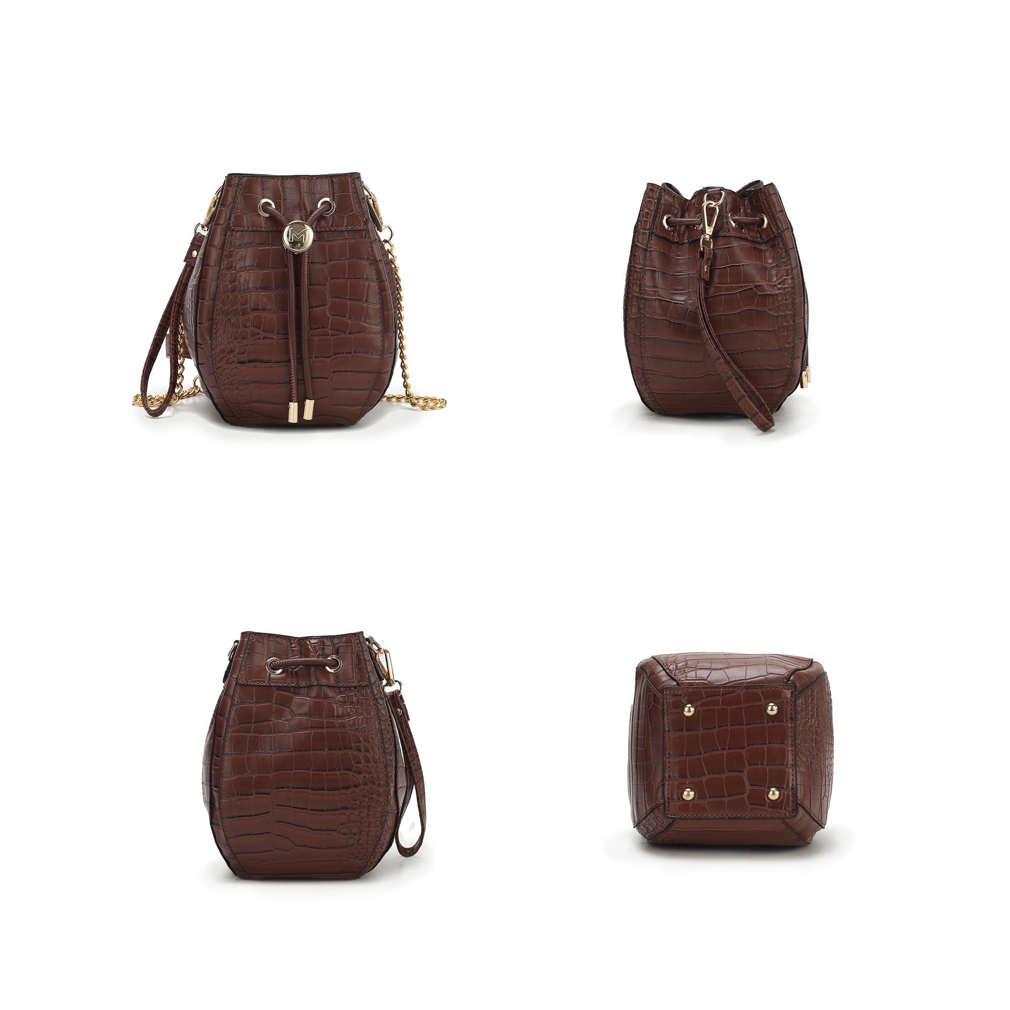 (coffee)Cassidy Crocodile Embossed Women's Shoulder Bag by Mia k - BagNook