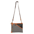 Load image into Gallery viewer, Grayson Wide Crossbody Bag w/ Pocket - Striped - Upcycled Leather - BagNook
