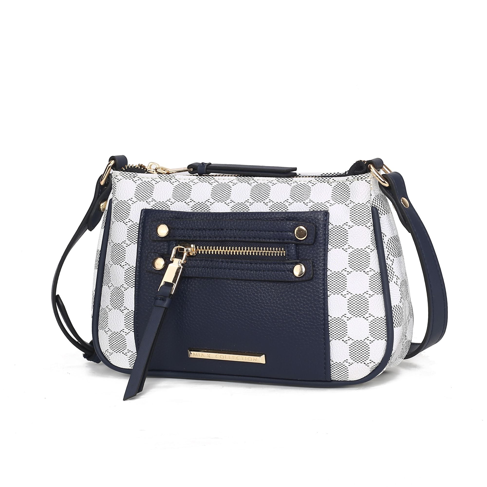 (navy)Essie Circular Print Crossbody Bag by Mia K - BagNook