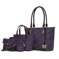 Load image into Gallery viewer, (purple)Alexy M Signature 4pc Tote Set by Mia k - BagNook
