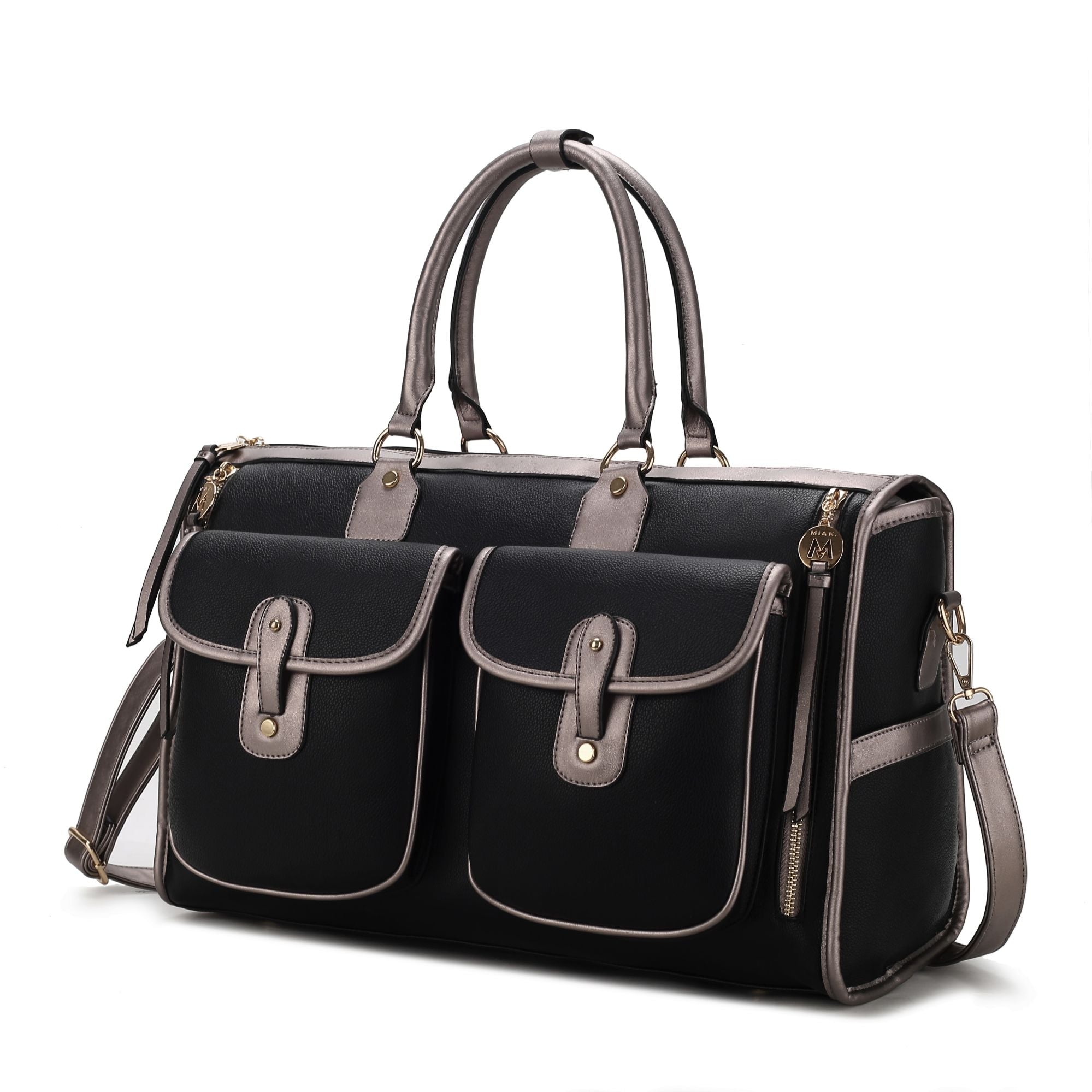 (pewter)Genevieve Duffel Color Block by Mia k - BagNook