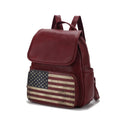 Load image into Gallery viewer, (burgundy)Regina Vegan Leather FLAG Backpack by Mia K - BagNook
