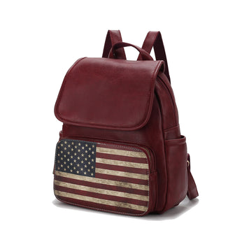(burgundy)Regina Vegan Leather FLAG Backpack by Mia K - BagNook