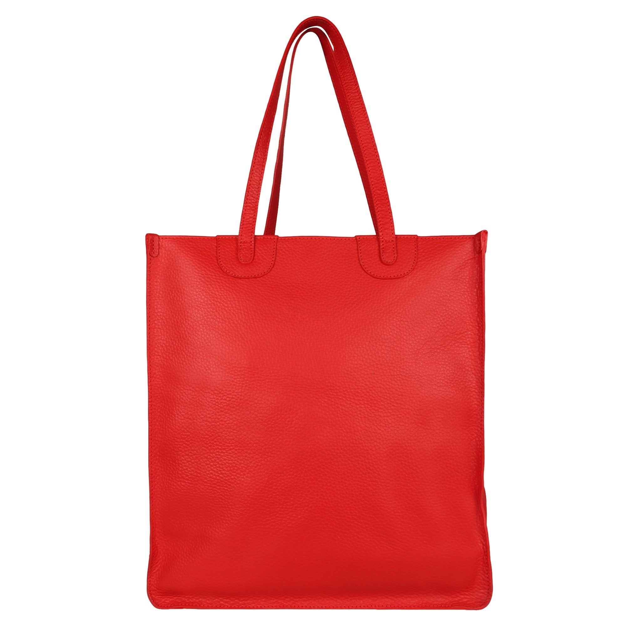 Rue Book Shop Tote - Upcycled Leather - Vibrant Red - BagNook