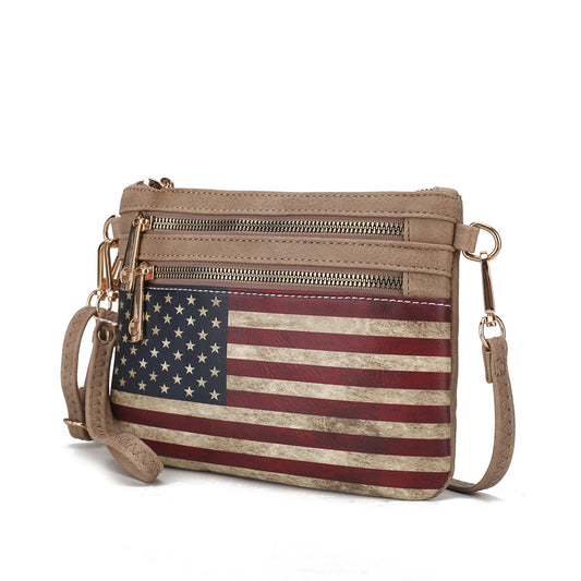 (taupe)Alisson Vegan Leather FLAG Crossbody Bag by Mia K - BagNook