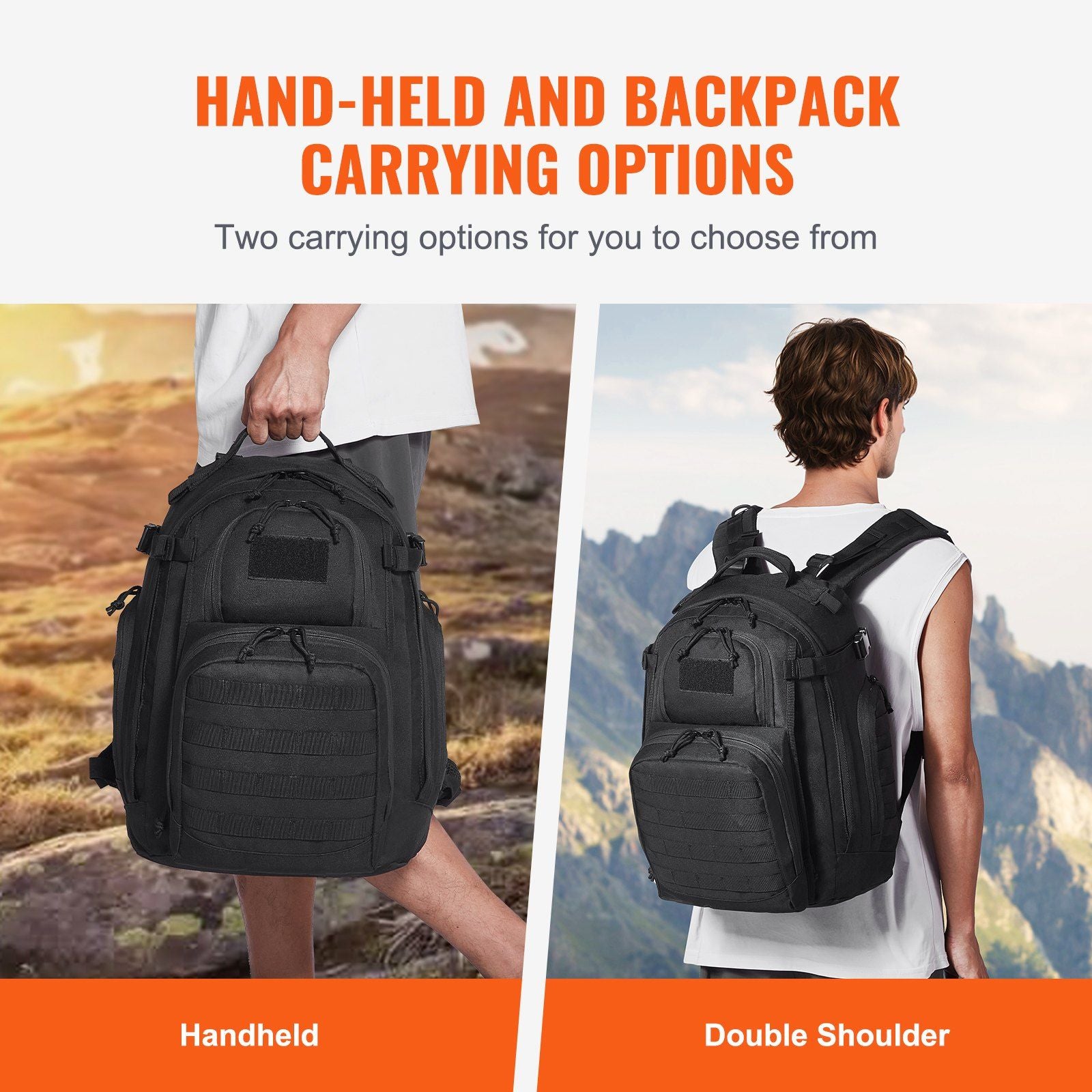Tactical Backpack 25L Military Backpack with Molle Mode - Blk - BagNook
