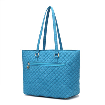 (turquoise) Quilted Cotton Women Tote - bagNook