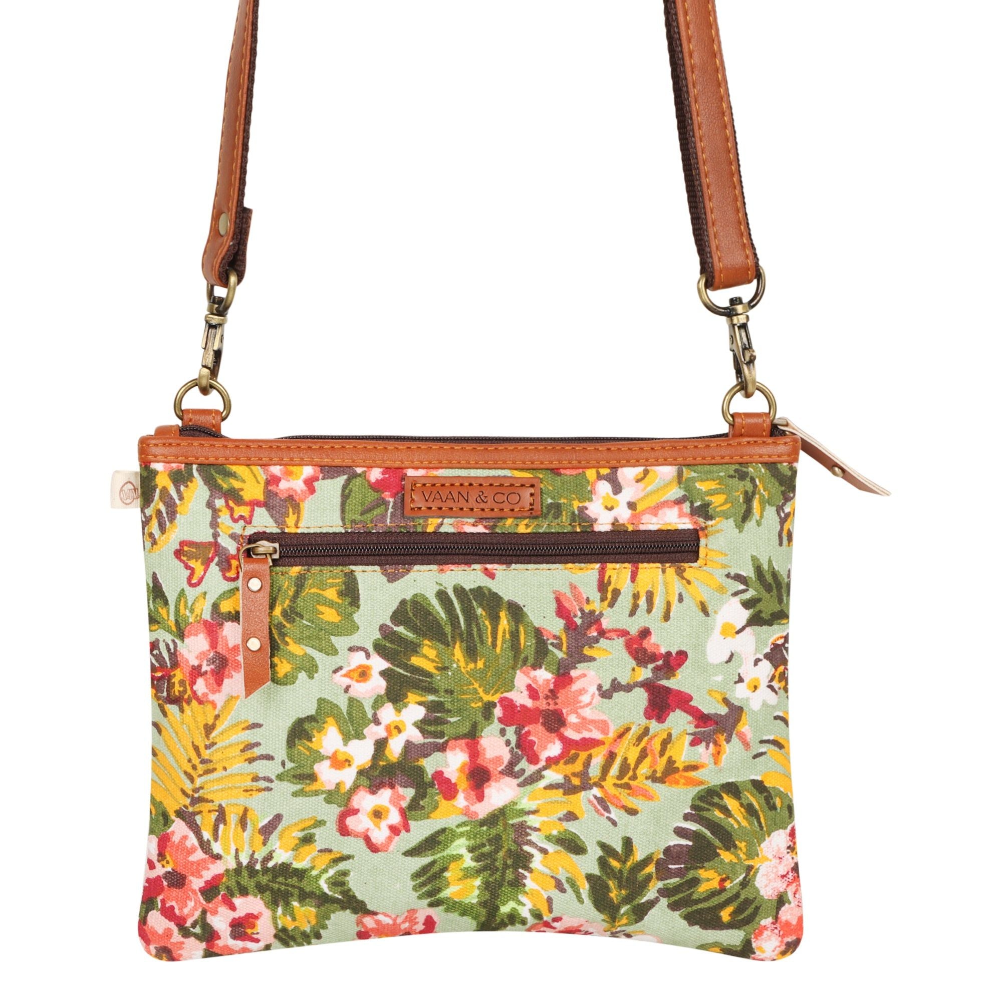 Grayson Wide Crossbody Bag w/ Pocket - Summer Jungle - BagNook