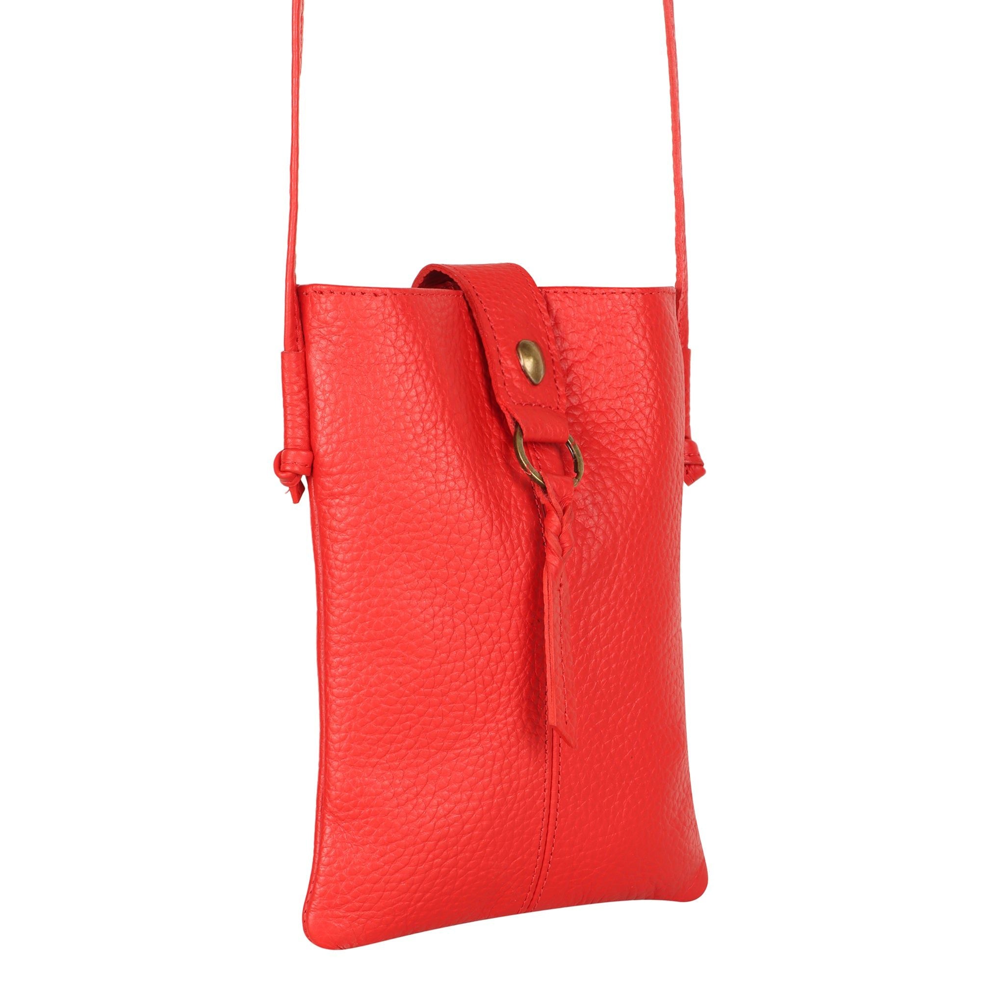 Jennie Small Crossbody w/Slim Strap - Vibrant Red - BagNook