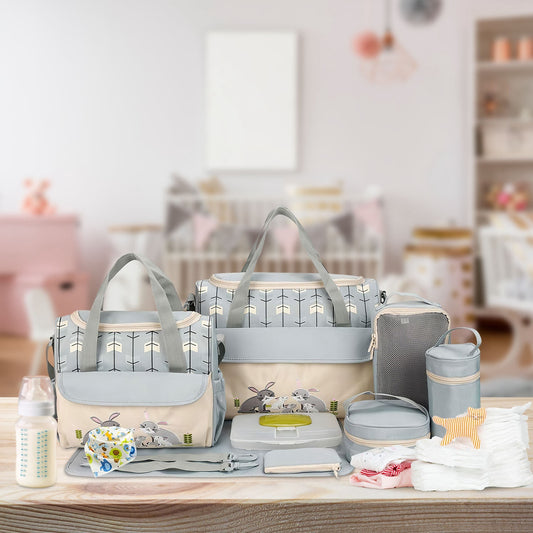 (grey)11Pcs Baby Diaper Bags Set - BagNook