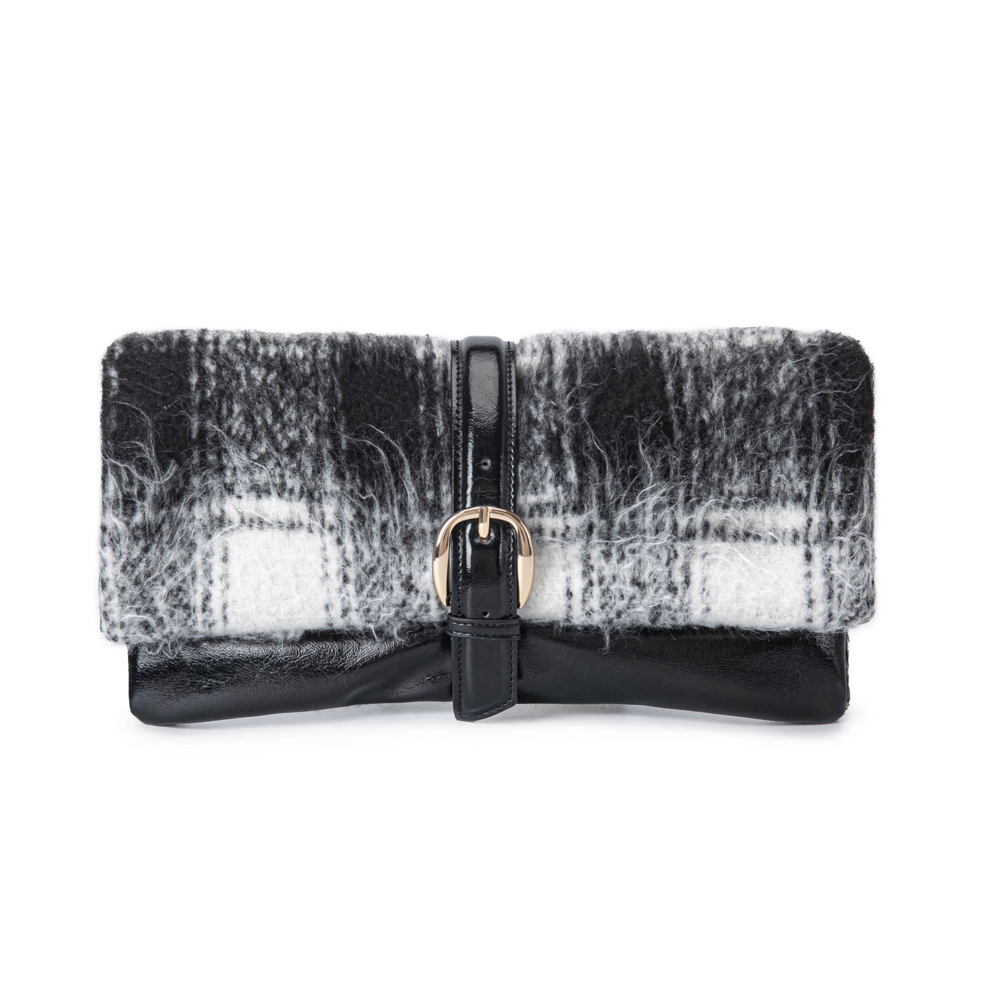 (black)Koumei Wristlet w/Snap, Faux Shearling by Mia K - BagNook