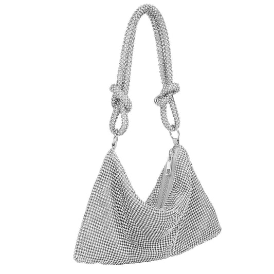 (silver)Glittery Rhinestone Evening Bag - BagNook