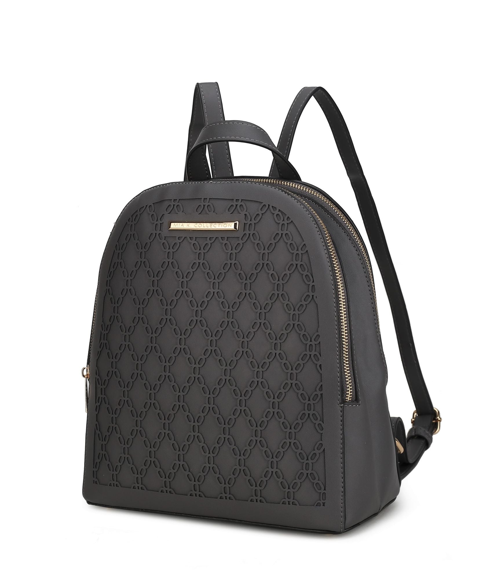 (charcoal)Sloane Vegan Leather Multi-Compartment Backpack by Mia K - BagNook