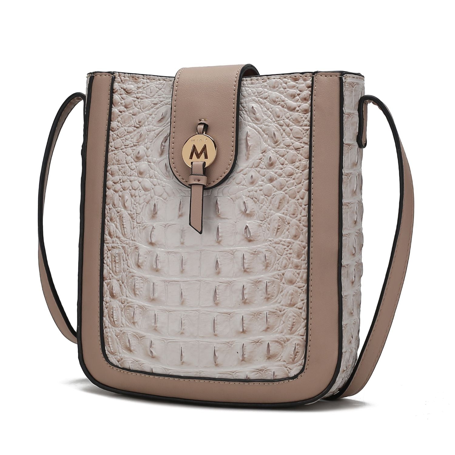 (beige)Molly Crossbody Phone Bag w/Snap Closure by Mia K - BagNook