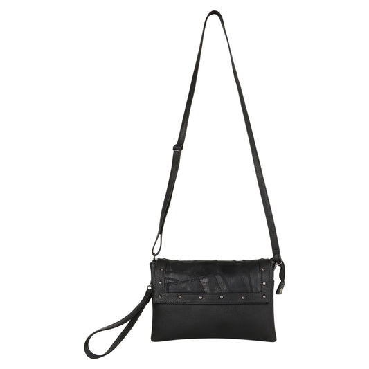 Mel Black Leather Convertible Crossbody - BagNook