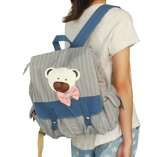 Young Bear Fabric Art School Daypack - BagNook