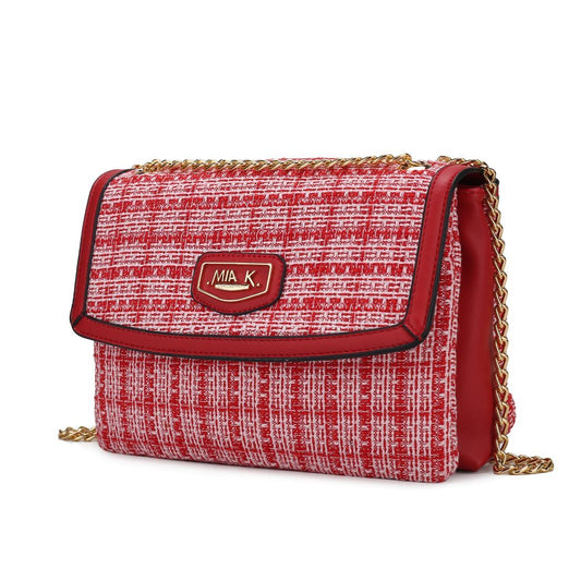 (red)Mackenzie Tweed Shoulder Handbag by Mia K - BagNook