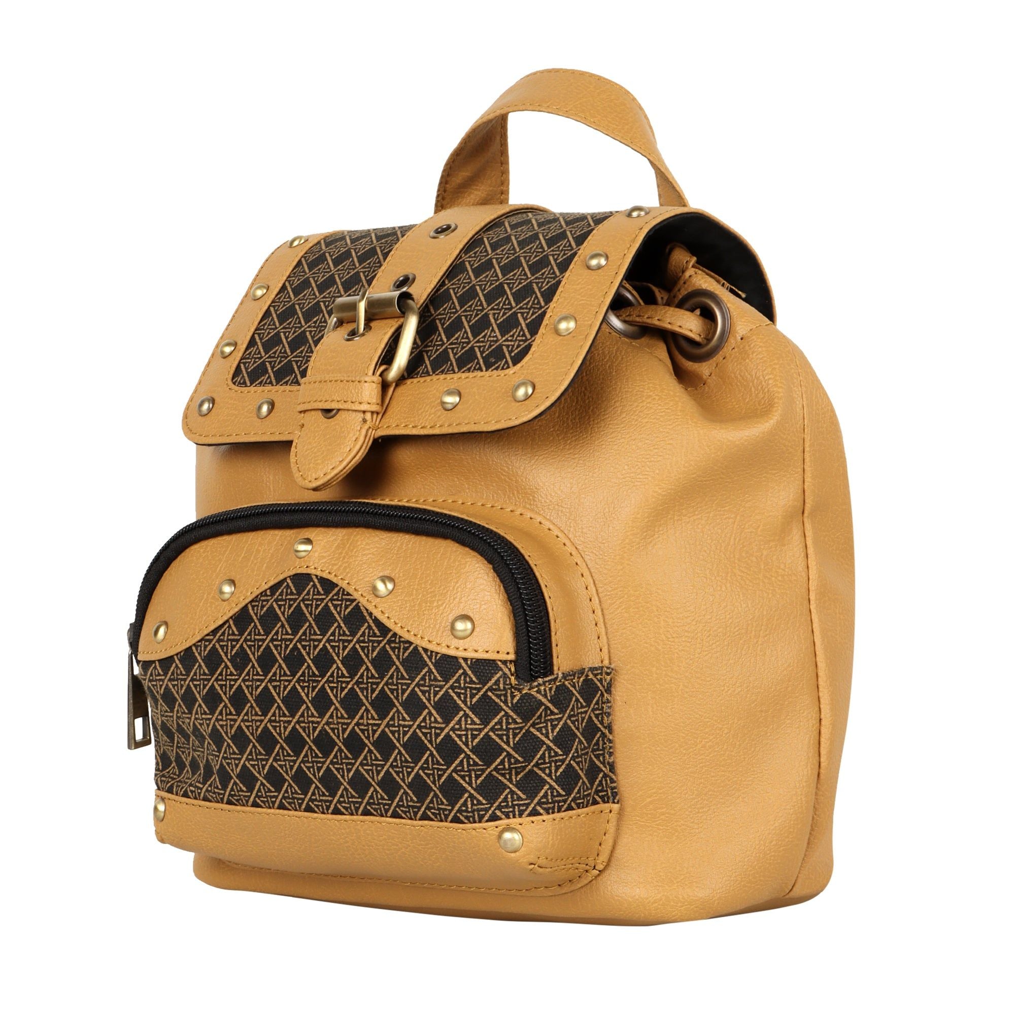 Tayla Diamond Print Mini Backpack - Upcycled Leather - BagNook