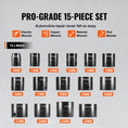 Load image into Gallery viewer, VEVOR Impact Sockets Set 15pcs 6-Point 3/8" Drive Bit Ratchet Tool Kit Case - BagNook
