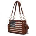 Load image into Gallery viewer, (tan)Alaina Vegan Leather Women Flag Shoulder Bag by Mia K - BagNook
