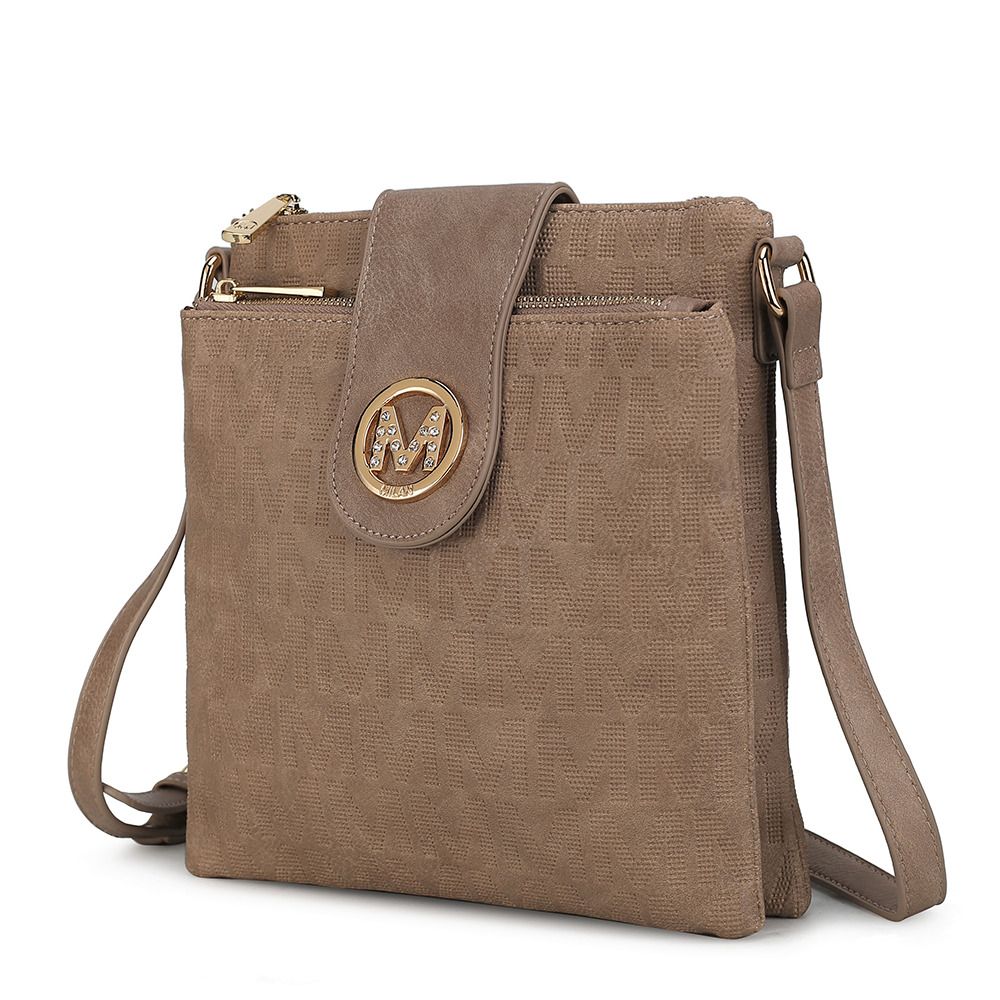 (taupe)Marietta M Signature Crossbody Bag by Mia K - BagNook