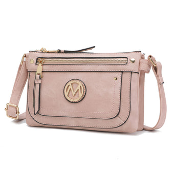 (pink)Elaina Multi Pocket Crossbody Handbag by Mia K - BagNook