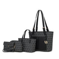 Load image into Gallery viewer, (black)Havenly 4pc Signature Vegan Leather Tote Bag Set by Mia K - BagNook
