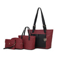 Load image into Gallery viewer, (burgundy)Havenly 4pc Signature Vegan Leather Tote Bag Set by Mia K - BagNook
